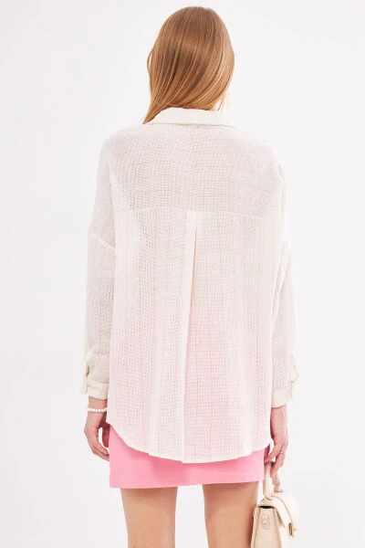 Woman Dusty Pink Long Sleeve Pocket Detail Back Pleated - 5