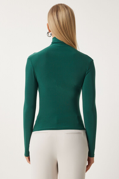 Woman Emerald Green Drawstring Detailed Crew Neck Sandy Blouse FF00135 - 6