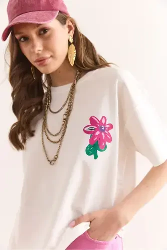 Woman Flower White Front Back Printed Comfort Fit 2 Rope - 4