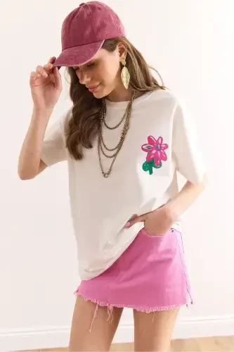 Woman Flower White Front Back Printed Comfort Fit 2 Rope - 5