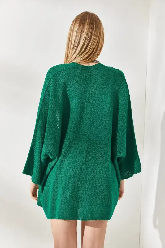 Woman Grass Green Batwing Spring Cardigan HRK-19000057-Grass Green - 6