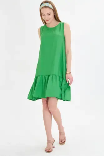 Woman Grass Green SLEEVELESS DRESS FLOUNCE DRESS ARM-18Y001156-GRASS GREEN - 3