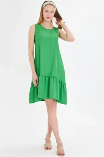 Woman Grass Green SLEEVELESS DRESS FLOUNCE DRESS ARM-18Y001156-GRASS GREEN - 4