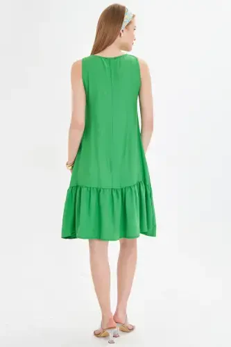 Woman Grass Green SLEEVELESS DRESS FLOUNCE DRESS ARM-18Y001156-GRASS GREEN - 5