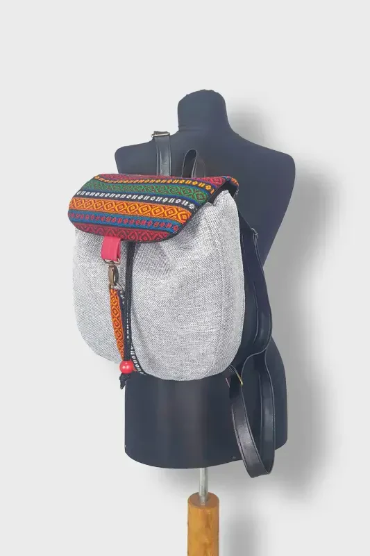 Woman Gray Backpack Ksırt04-Trabzon - 5