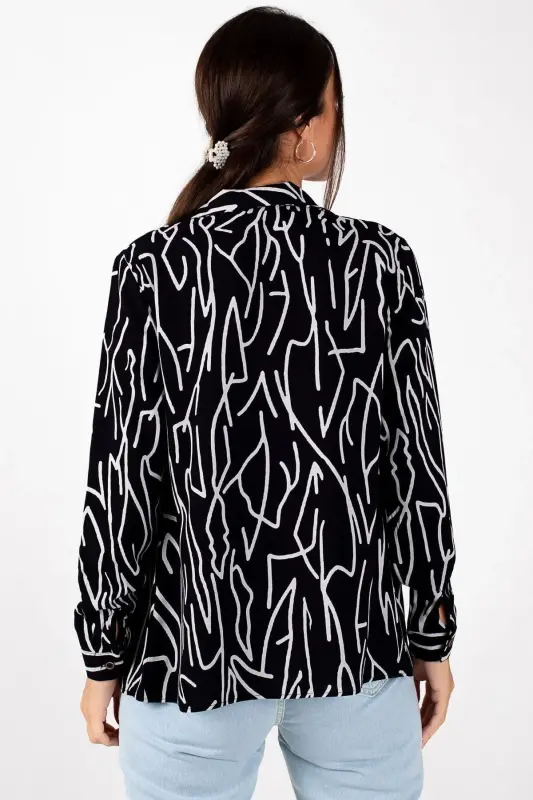 Woman Gray STRIPE PATTERN LONG SLEEVE SHIRT ARM-20Y001002-Gray - 3