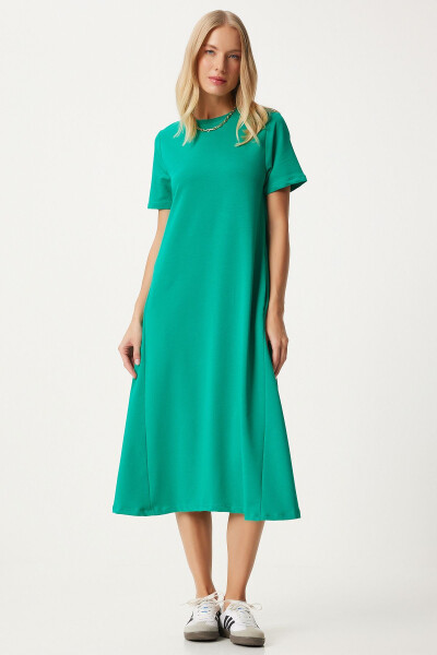 Woman Green A-Line Summer Cotton Dress UB00060 - HAPPINESS İSTANBUL