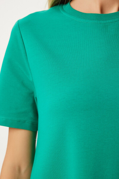 Woman Green A-Line Summer Cotton Dress UB00060 - 3