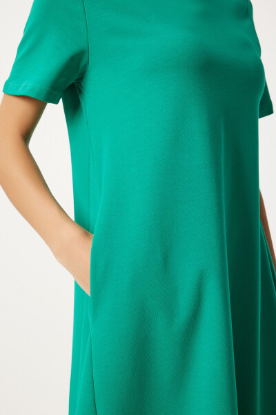 Woman Green A-Line Summer Cotton Dress UB00060 - 4