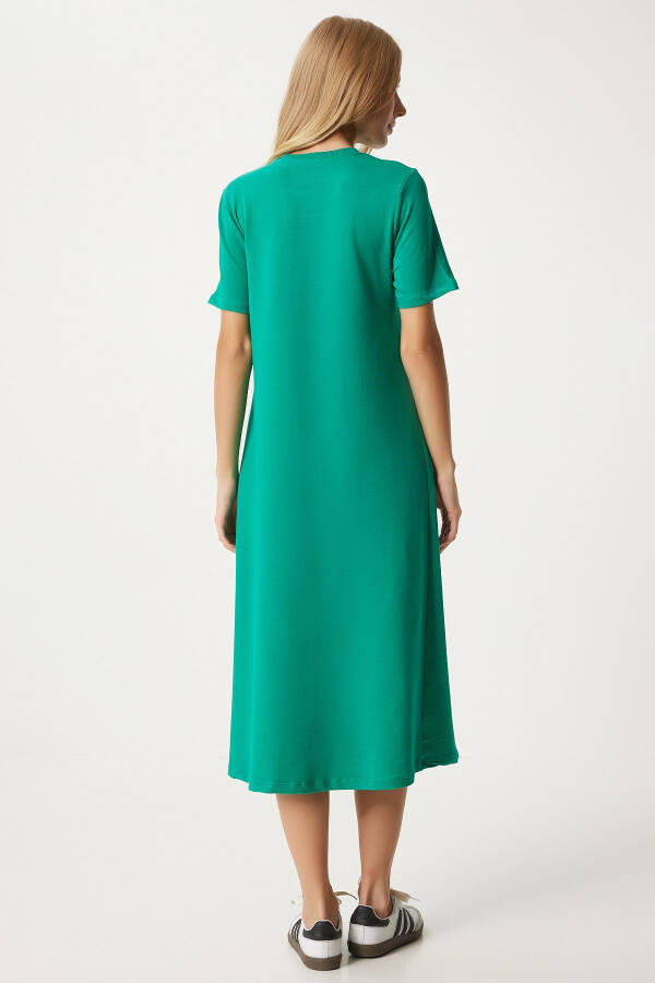 Woman Green A-Line Summer Cotton Dress UB00060 - 5