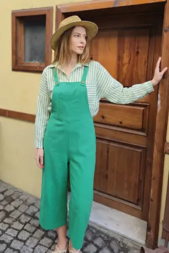 Woman Green Gardener Jumpsuit ARM-20K001117-Green - 4