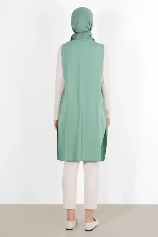 WOMAN GREEN (MINT) POCKETS EMBROIDERED VEST 40848-GREEN (MINT) - 3