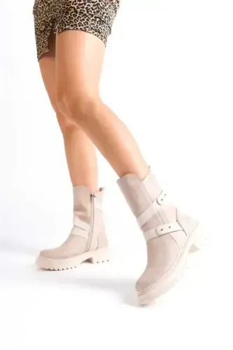 Woman High Heel Suede Boot .. Brand-NUDE TAIM - DS AYAKKABI (1)