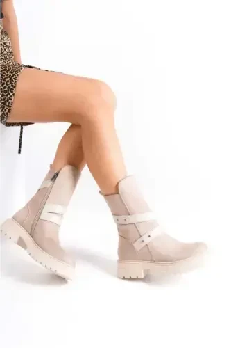 Woman High Heel Suede Boot .. Brand-NUDE TAIM - 3
