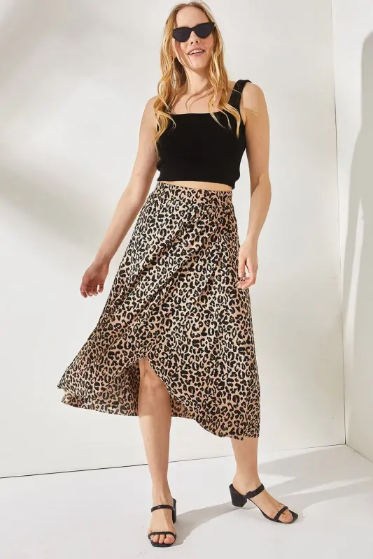 Woman Leopard Mink Wrap Skirt ETK-19000154-Leopa - 1