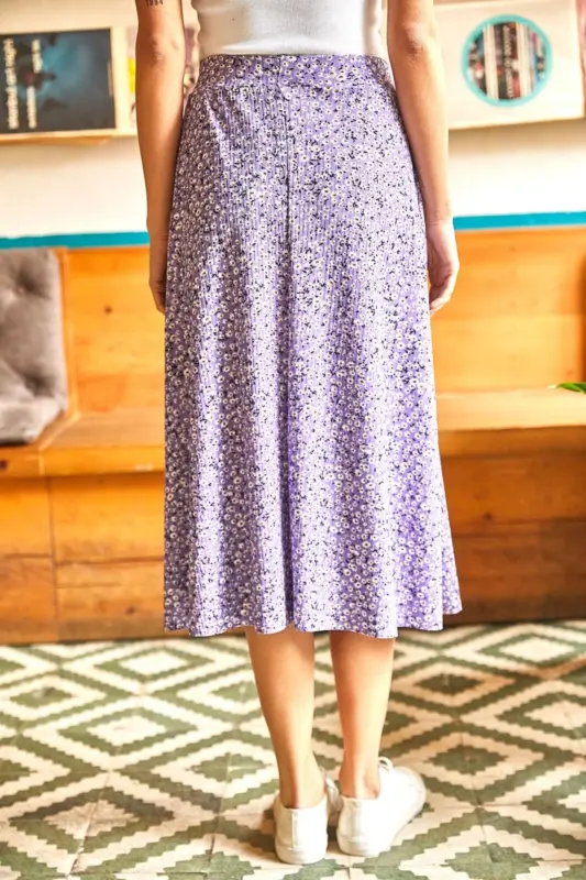 Woman Lilac Tiny Daisy Wrap Skirt ETK-19000154 - 6