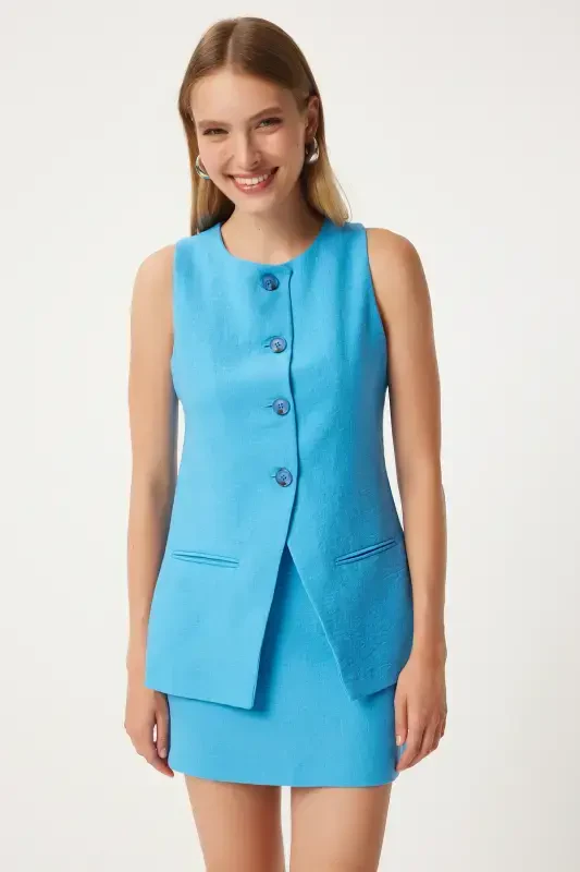 Woman Live Blue Mini Woven Skirt FN03240-Live Blue - 3