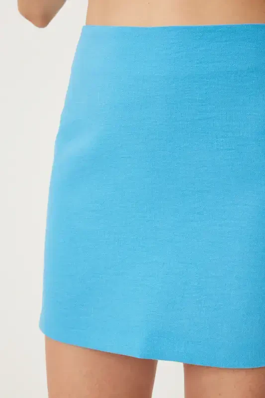 Woman Live Blue Mini Woven Skirt FN03240-Live Blue - 5