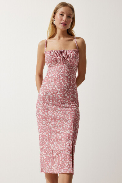 Woman Live Rose Dry Flowered Slit Summer Dress - 2