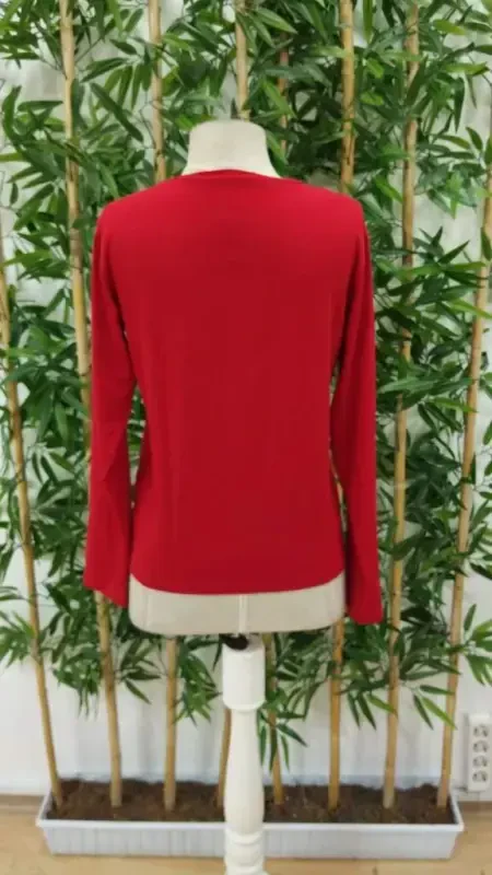 Woman Long Sleeve Turtle Neck Smiling Face Patterned Viscose Blouse - 5