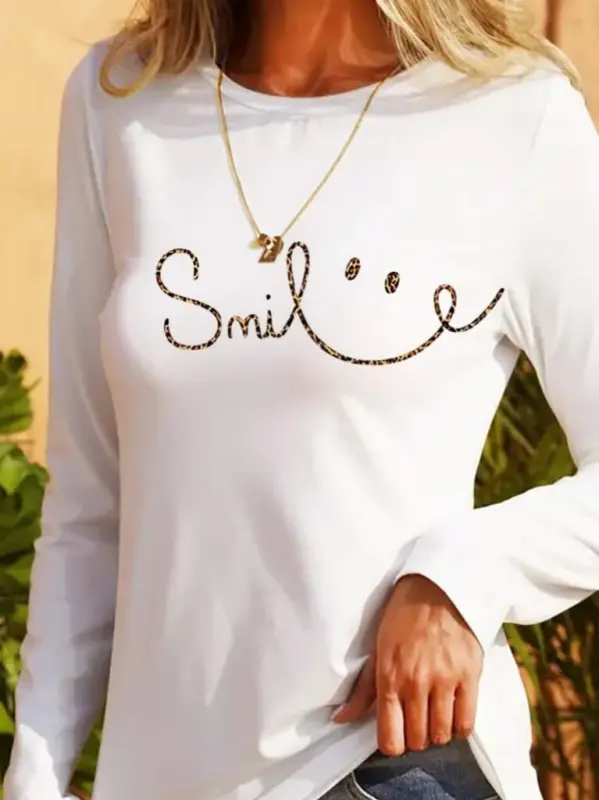 Woman Long Sleeve Turtleneck Smiling Face Patterned Viscose Blouse - 2