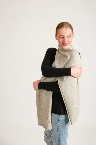 Woman Melange Soft Touch Scarf Gray 23w506-Gray - CHUBA (1)