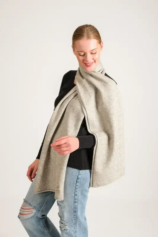 Woman Melange Soft Touch Scarf Gray 23w506-Gray - 4