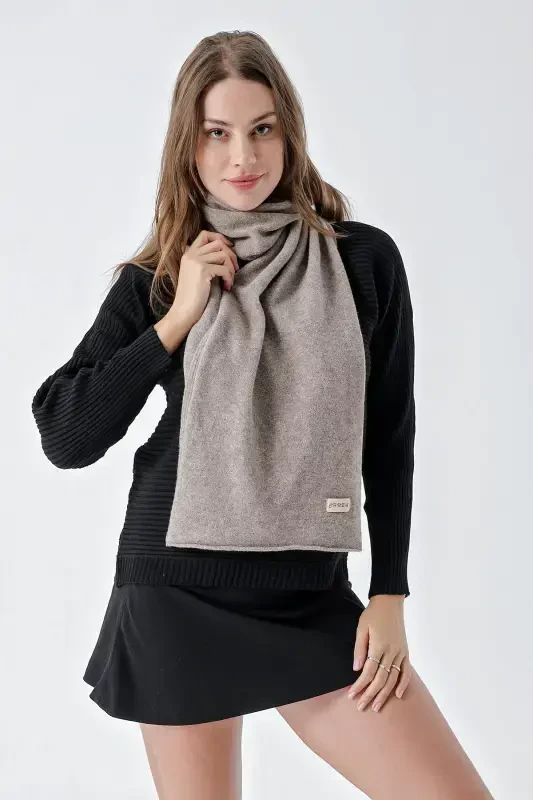 Woman Melange Soft Touch Scarf Light Brown 23W506-Light Brown - CHUBA