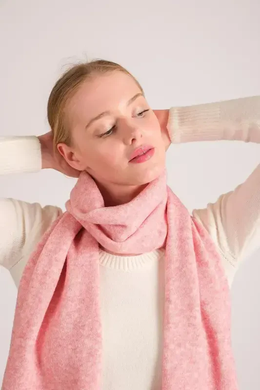 Woman Melange Soft Touch Scarf Pink 23w506-Pink - 3