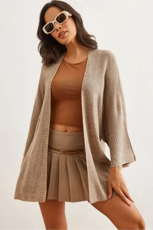 Woman Mink Bat Spring Cardigan HRK-19000057-Mink - 1