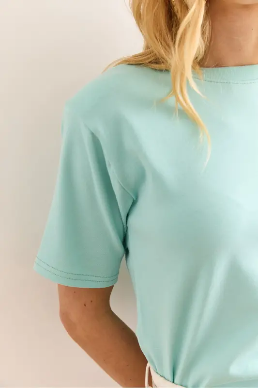 Woman Mint Green Padded Interlock Lycra Cotton T - 6