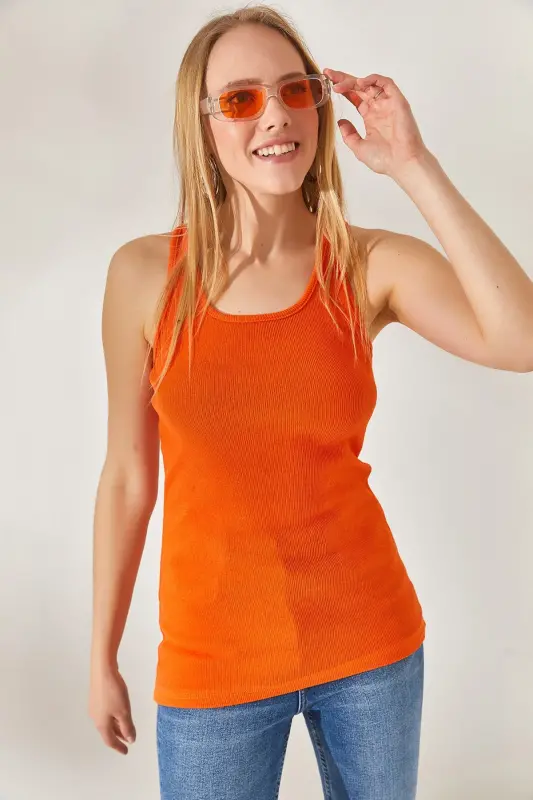 Woman Orange Long Tank Top ATL-00000003-Orange - 3