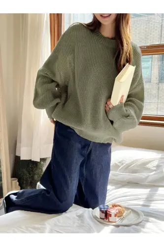 Woman Oversize Sweater-Benetton Green - 3
