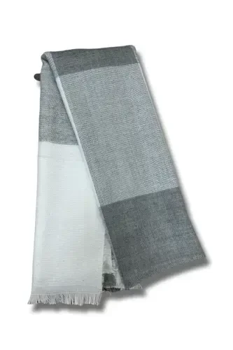 Woman Patterned Plain Scarf Shawl-gray - 1