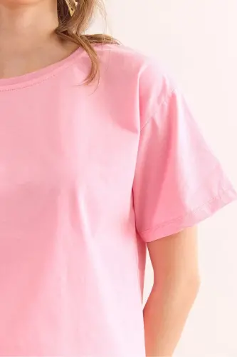 Woman Pink Gray 2-Piece Cotton Regular Fit T-Shirt TSH - 5