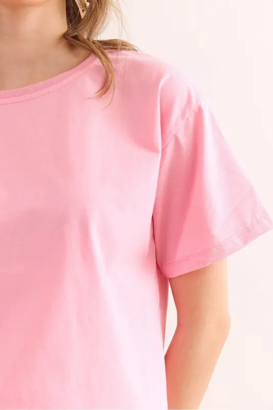 Woman Pink Gray 2-Piece Cotton Regular Fit T-Shirt TSH - 5