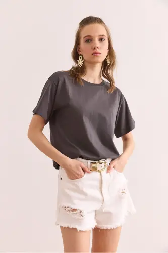 Woman Pink Gray 2-Piece Cotton Regular Fit T-Shirt TSH - 8