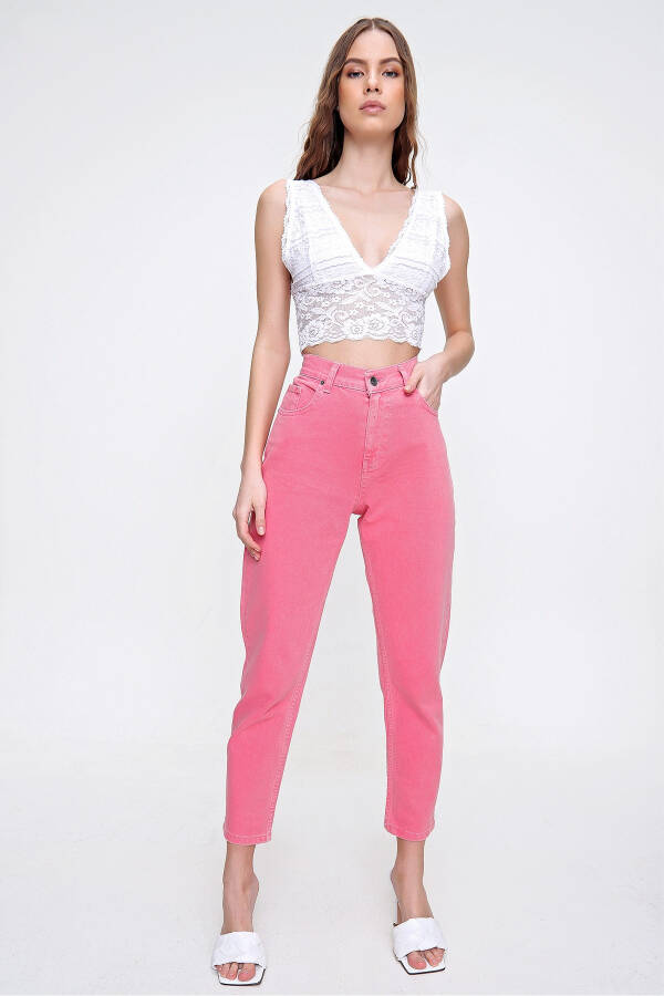 Woman Pink High Waist Jean ALC-X6255 - 1