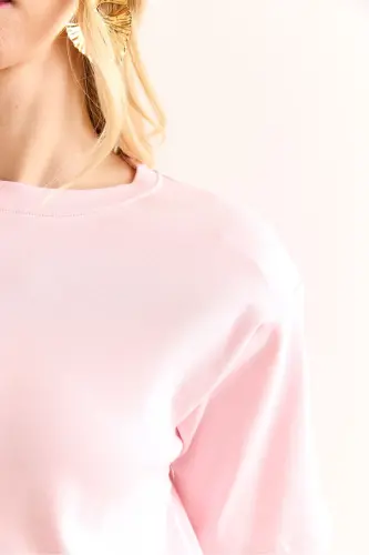 Woman Pink Padded Interlock Lycra Cotton T-shirt - 6