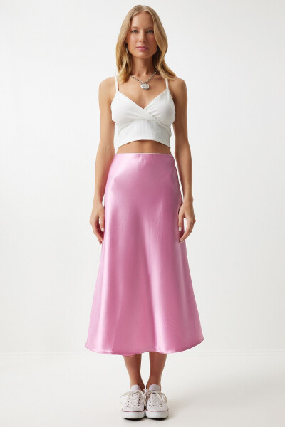 Woman Pink Satin Surface Skirt DD01144 - 3