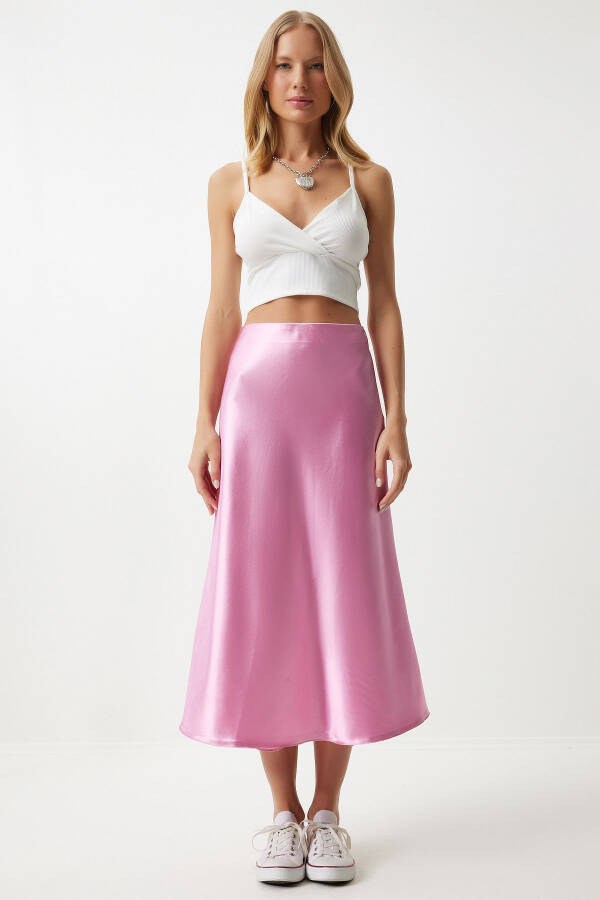 Woman Pink Satin Surface Skirt DD01144 - 3