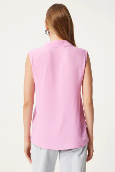 Woman Pink Sleeveless Viscose Shirt TO00129 - 3
