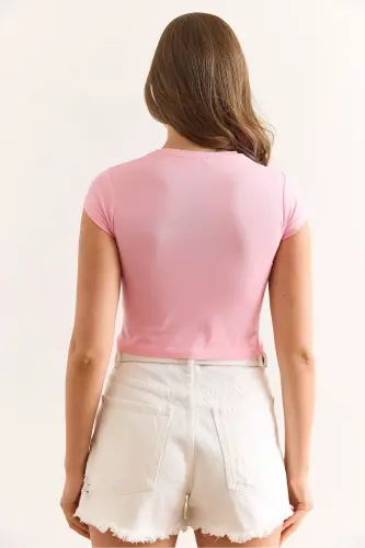 Woman Pink Willshire Print Ruched Detail Lycra - 4