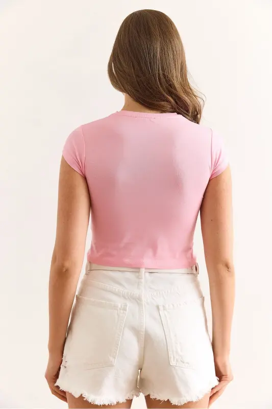 Woman Pink Willshire Print Ruched Detail Lycra - 4