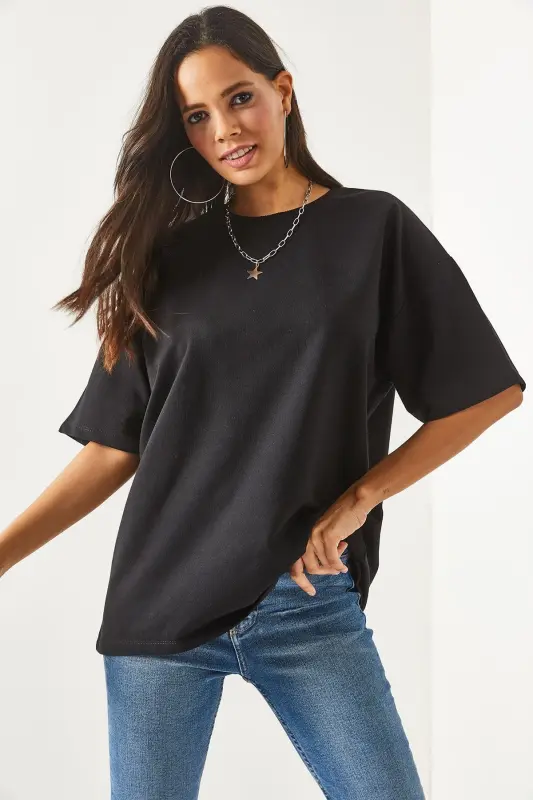 Woman Plain Black Front Back Printed 2 Thread Unisex Ove - 2