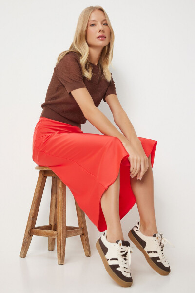 Woman Pomegranate Flower Satin Surface Skirt FN03361 