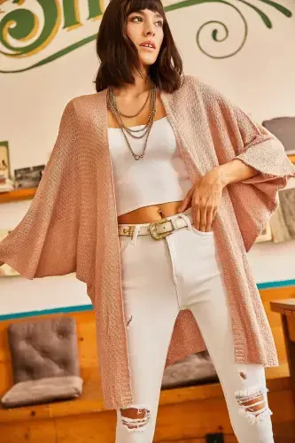 Woman Powder Batwing Spring Cardigan HRK-19000057-Powder - 1