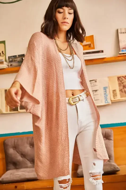 Woman Powder Batwing Spring Cardigan HRK-19000057-Powder - 2