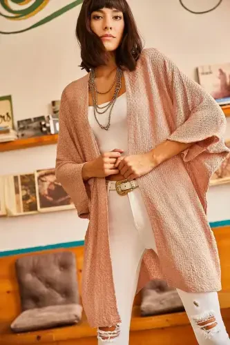 Woman Powder Batwing Spring Cardigan HRK-19000057-Powder - 3