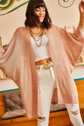 Woman Powder Batwing Spring Cardigan HRK-19000057-Powder - 4